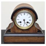 Antique Victorian walnut drum desk clock