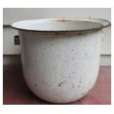 Vintage white enamelware chamber pot