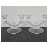 Vintage double glass candle stick holders