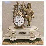 Antique metal and slate mantel clock