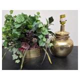 Brass table lamp bottom and planter