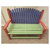 Multi colored wood bench