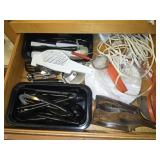Drawer Full of Kitchen Utensils Cords and More