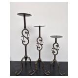 Set of 3 metal floor candle holders