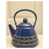 Vintage Blue Green and Maroon Tea Pot