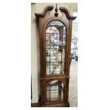 Vintage cherry wood curio display cabinet