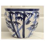 Large Blue & White Bamboo Pattern Ceramic Planter