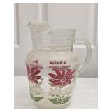 Vintage Red White Green Glass Pitcher
