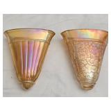 Pair of Carnival Glass Wall Vases SEE DESC
