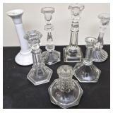 Assortment of glass candle stick holders