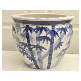 Large Blue & White Bamboo Pattern Ceramic Planter