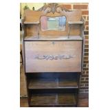 Antique Wooden Secretary Cabinet with Mirror