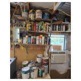 Estate lot of partial full paint cans and more