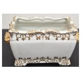 Vintage porcelain planter with intricate gold