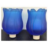 Vintage Faroy frosted glass tulip votive set