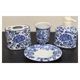 Beautiful ceramic blue & white bathroom set