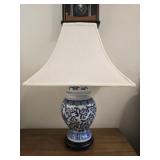 Blue and white asian style lamp