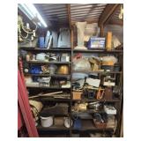 Large metal shelf and contents