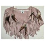Mauve Leather Native American Shoulder Shaw