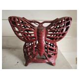 Red cast iron butterfly decor