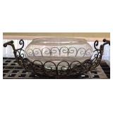 Large Metal Frame Glass Centerpiece Bowl