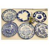 Blue & White Collector Plates & Plant Holder