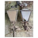 Pair of antique heavy post lights *As Is