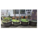 4 LARGE barrel look planters