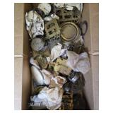 Box lot of vintage clock parts