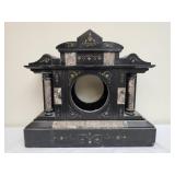 Victorian black slate & marble mantel clock shell