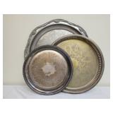 Estate lot of 3 silver plated platters