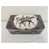 Vintage equestrian themed Chinese porcelain box