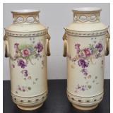 Elegant hand painted Royal Coronaware vases