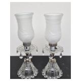 Pair of vintage glass boudoir accent lamps SEE DES