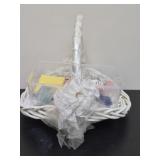 Vintage wedding basket and misc items