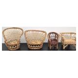 Vintage rattan & wicker miniature peacock chairs