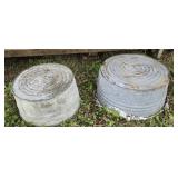 Lot of 2 galvanized metal wash buckets