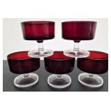 Vintage Ruby Red Cavalier Coupe Glasses SEE DESC