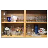 Large Cabinet Lot of Misc Glasses Decor & More