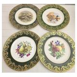 Set of 4 Emerald Green & Gold Collectors Plates