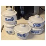 5 pc Pfaltzgraff Yorktowne Stoneware Dishes w Lids