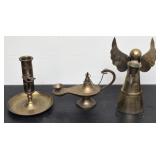 Lot of 3 brass candle stick holders