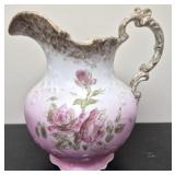 Antique Pink Rose Porcelain Pitcher