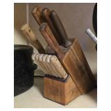 Wooden Knife Block with Knives