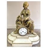 Antique gilt bronze, marble base mantel clock **