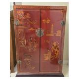 Vintage Asian style red wood cabinet