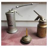 3 Vintage pump oil cans
