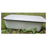 Vintage white enamelware refrigerator pan