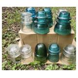 11 vintage glass insulators