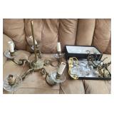 Vintage brass and glass chandelier